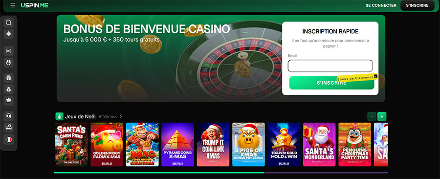 La page d'accueil de UspinMe uspinme casino accueil