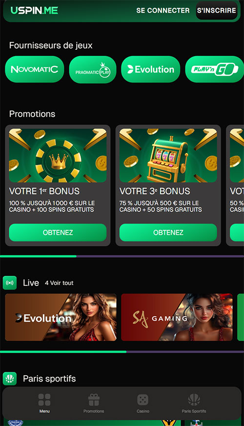 La version mobile uspinme casino version mobile